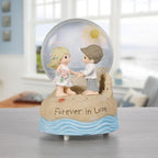 Precious Moments Couple on the Beach Light Up Snow Globe | Forever in Love Resin/Glass Lighted Musical | Wedding Gift | Gift for Newlyweds | Wedding Shower Gift | Plays Here Comes the Bride