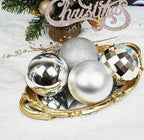 Emopeak 4Pcs Christmas Balls Ornaments for Xmas Christmas Tree - 4 Style Shatterproof Christmas Tree Decorations Hanging Ball for Holiday Wedding Party Decoration (Silver, 4"/10CM)