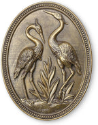 Vintage Crane Wall Sculpture, Antique Wall Decor, Crane Wall Art, Hand Painted Wall Decoration with Embossed Couple Birds Design, Heron Wall Art, Vintage Wall Decor for Living Room Bedroom Dining Room Hallway, Housewarming Gifts