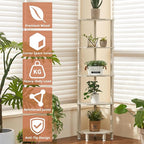 YUFAM 5-Tier Corner Shelf with Sturdy 5-Leg Base, Wooden Corner Bookshelf for Small Spaces, Corner Standing Shelf for Living Room, Bedroom, Office, Grey White