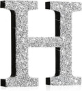 Qunclay 5.7" Silver Crystal Diamond Bling Letters Crushed Diamond Decoration Wooden Glitter Letter with Screw and Hooks Rhinestone Gift for Wedding Y2k Mcbling Bedroom Wall Decor (Letter H)