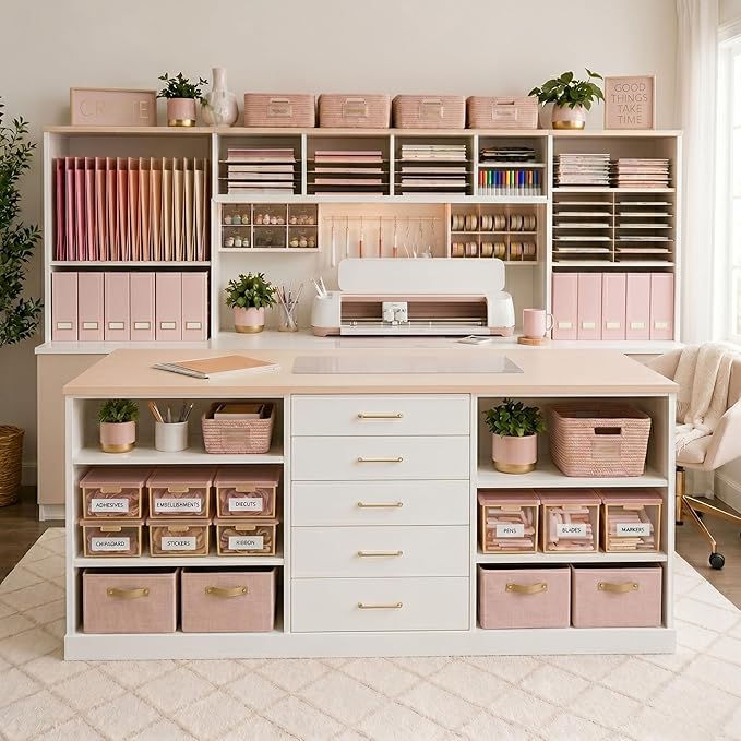 BLU MONACO | Cardboard Magazine File Holder Set of 6 Pink | Vertical Magazine File Holder with Gold Label Slots | Standing File Holder and Cardboard Bins for Shelves Desk Storage