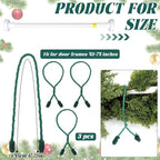 Leinuosen Christmas Front Door Garland Hanger 43-74 Inch Adjustable Christmas Wreath Hanger Stainless Steel Retractable Rod with 3 Green Tie Ropes No Nail Screw No Damage for Xmas DIY Hanging (White)