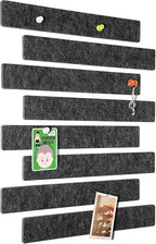 Cork Board for Walls - 8 Pack Felt Pin Board Bar Strips - Self-Adhesive Lightweight Bulletin Board - Cork Board for Office with 40 Push Pins No Damage for Wall (Dark Grey)
