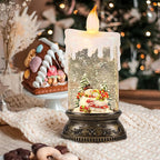 Eldnacele Musical Snow Globe Lantern with Timer Battery Operated & USB Powered Lighted Snowman Singing Snow Globe Christmas Decor