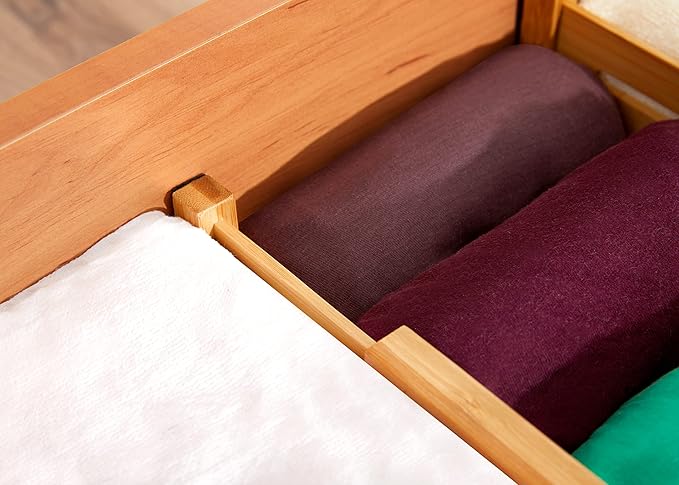 RoyalHouse Adjustable Bamboo Drawer Dividers Organizers, Expandable Drawer Separators for your Kitchen, Bedroom, Bathroom, Dresser, Office, and More (8 pieces)