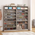 Tribesigns 2PCS Shoe Cabinet, 9 Tiers 40-45 Pairs Heavy Duty Wood Freestanding Shoe Storage Cabinet, 70.8'' Tall Shoe Cabinet with Open Storage for Entryway (Beige Gray)
