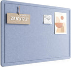 Fluxynara Bulletin Board, 23.6" x 17.5" Cork Board Alternative with 12 Safe Removable Adhesive Tabs, Foldable Felt Pin Board for Home Office, Classroom, Bedroom,Entryway for Walls—Soft Periwinkle