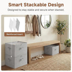 StorageWorks Shoe Organizer for Closet, Fits up to 16 Pairs, Shoe Cubby Storage Containers with Adjustable Dividers and Clear Cover, Grey