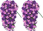 HyeFlora Artificial Flowers for Outdoors, 2pcs Faux Hanging Morning Glory Silk Fake Flowers Lifelike Artificial Plants UV Resistant Flowers for Outside Planter Patio Garden Porch Decor (Purple)