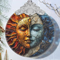 Stained Glass Suncatcher Ornament - Sun and Moon Christmas Decorations - Christmas Ornaments for Tree - Holiday Present Ideas - Gift Exchange