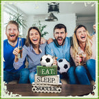 Yuntau 4 Pcs Soccer Wooden Tabletop Decor Soccer Tiered Tray Decor Rustic Wood Block Sign Gift Centerpiece Farmhouse Table Sign for Home Boys Room Office Shelf Birthday Party