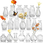Der Rose Glass Bud Vases Set of 20, Small Bud Vases for Flowers, Rustic Wedding Centerpieces and Home Decor