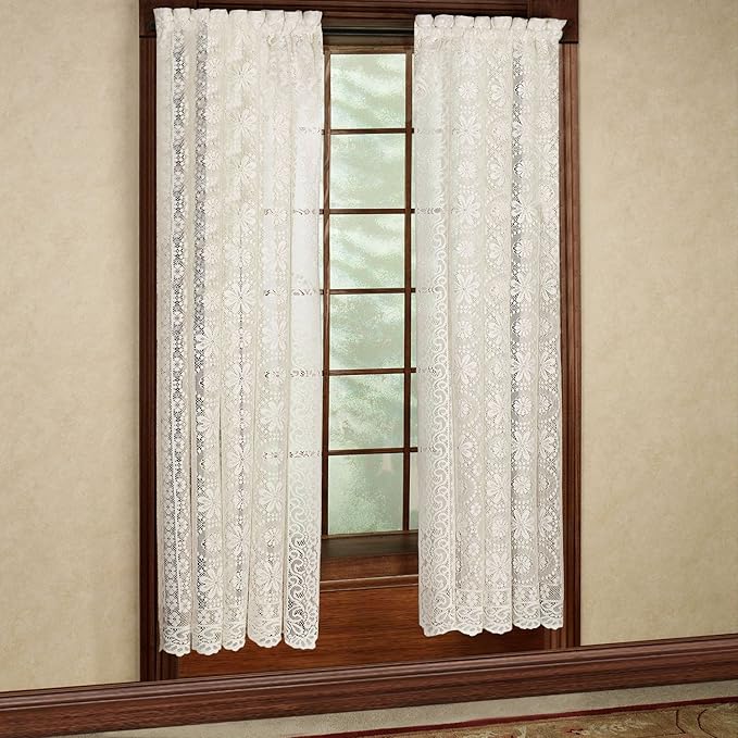 Sweet Home Collection Window Curtains Treatment Panel 63" or 84" Long in Stylish and Unique Patterns and Designs for All Home Décor Hopewell White