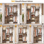 Cyclysio 4FT Small Closet System, 80"H Closet Organizer System with 4 Closets Rods & 3 Shelves, 48" Closets Organizers and Storage for Small Bedrooms, Laundry Rooms, Cloakrooms, White