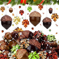 Soaoo 30 Pcs Acorn Hanging Ornaments for Winter Tree Maple Leaves Plastic Hanging Pendant Small Winter Decorations for Home Table Fireplace Party Decor(Glossy Style)