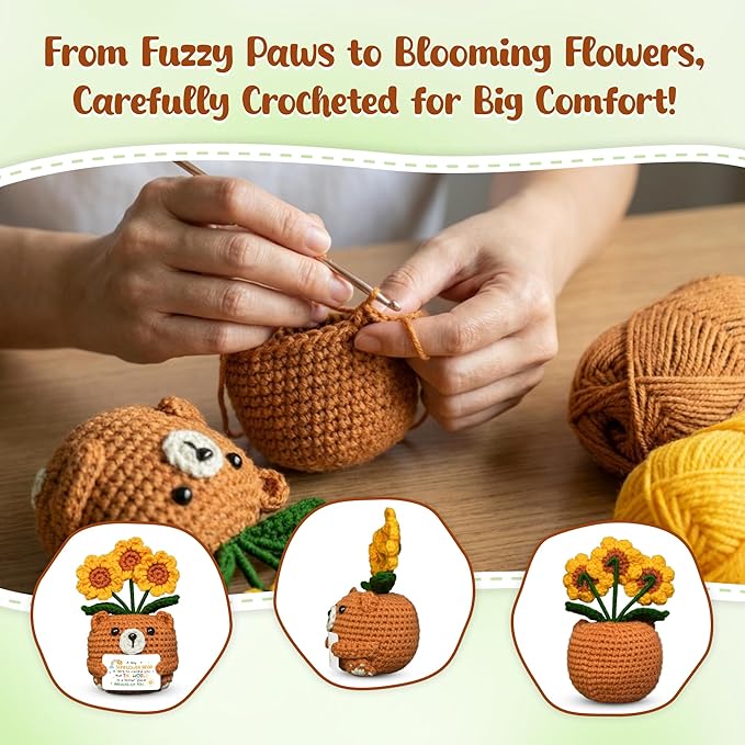 OASSIE Kindergarten Graduation Gifts for Kids Teens - Sunflower Bear Positive Crochet Animals, Inspirational Birthday End of Year Preschool Teen Girl Gifts Trendy Stuff for Boys Girls Daughter Sister