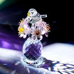 Crystal Bird & Forget-Me-Not Flower Figurine,3x4 inch Glass Flower Collectible Ornaments for Home Decor Table Centerpiece Glass Bouquet Flowers Keepsake Gifts for Women （Pink）