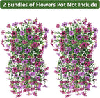 Homsunny Artificial Faux Hanging Flowers Plants for Outdoor Summer Decoration, 2 PCS Fake Silk Flowers for Outside Daisy Planter UV Resistant Look Real for Patio Porch Home Decor(Mix Purple)