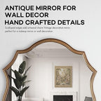 Wall Mirror in Vintage Golden, Decorative 20”x30“ Accent Vanity Mirrors, Wall Mounted Mirror Antique Brass Metal Frame for Living Room Bedroom Bathroom Entryway Stairway Kitchen