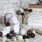 Patelai 36 Pcs Wicker Rattan Balls Decorative Balls for Vase Centerpiece Bowls Orbs Filler for Home Decor,4 Sizes(White, Dark Gray, Brown, Black,2.4'',2'',1.6'',1.2'')