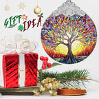 Jocidea Christmas Ornaments - Stained Glass Tree of Life - Traditional Christmas Decor - Multicolor - Glass - Hanging Ornaments - 1 Count - Unscented - Ideal for Gifting