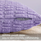 Aegero Pack of 2 Corduroy Decorative Throw Pillow Covers 18x18 Inch Soft Striped Pillow Covers Modern Farmhouse Home Decor for Sofa Living Room Couch Bed（Purple）