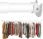 Closet Rod 50-75 Inches, Adjustable Heavy Duty Metal White Closet Rods for Hanging Clothes 1.3 Inches Diameter for Wardrobes Laundry