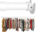 Closet Rod 17-39 Inches, Adjustable Heavy Duty Metal White Closet Rods for Hanging Clothes 1.3 Inches Diameter for Wardrobes Laundry