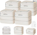 Comforter Storage Bag - 110L Large Capacity Blanket Storage Bags 2-Layer Ultra Space Saving Self Compression Organizer, Washable Compression Bags for Storage Comforter Blanket, 4-Pack, Beige