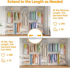 H11 Heavy Duty Garment Rack, Clothing Rack for Hanging Clothes, Extra Large Closet, Freestanding Wardrobe Closet Organizer and Storage with Hanger Rods, Extendable from 7.8 to 10.8 ft, White