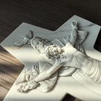 ShineOnAngel Holy Trinity Wall Cross, 10inch Holy Cross White Marble Look Christian Cross Wall Decor, Religious Crucifix Modern Home Wall Decoration, Hand Painted Father Son Holy Spirit Religious Wall Crucifix and Spiritual Gifts