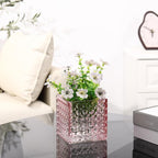 Square Vases Set of 6, 5" x 5" x 5" Square Glass Vases for Flowers, Pink Flower Vase for Centerpieces, Small Bubble Vase for Wedding, Party, Home, Office, Parties, Events