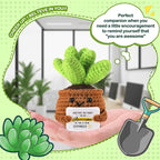 WenmthG Mini Positive Crochet Plant Doll - Funny Handmade Knitting Doll Birthday Emotional Inspirational Cheer Support Ideas Gifts for Women Girls Coworker Teacher Appreciation Gifts