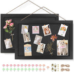 AKTOP 2-Pack Black Cork Board with Linen 16.7" X 11", Small Framed Bulletin Board for Wall, Hanging Pin Board Picture Board for Home Office Decor, Cute Vision Board with 25 Pushpins