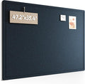 Fluxynara Large Bulletin Board, 47.2" x 35.4" Cork Board Alternative with 24 Safe Removable Adhesive Tabs, Foldable Felt Pin Board for Home Office, Classroom, Bedroom,Entryway for Walls—Carbon Blue