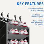 Heavy-Duty, Over The Door Shoe Organizer, Extra Large 10 Tiers, Over Door Shoe Organizer, Coated Hooks Grip Firmly Without Scratching Paint,75LB, Door Shoe Rack,Grey