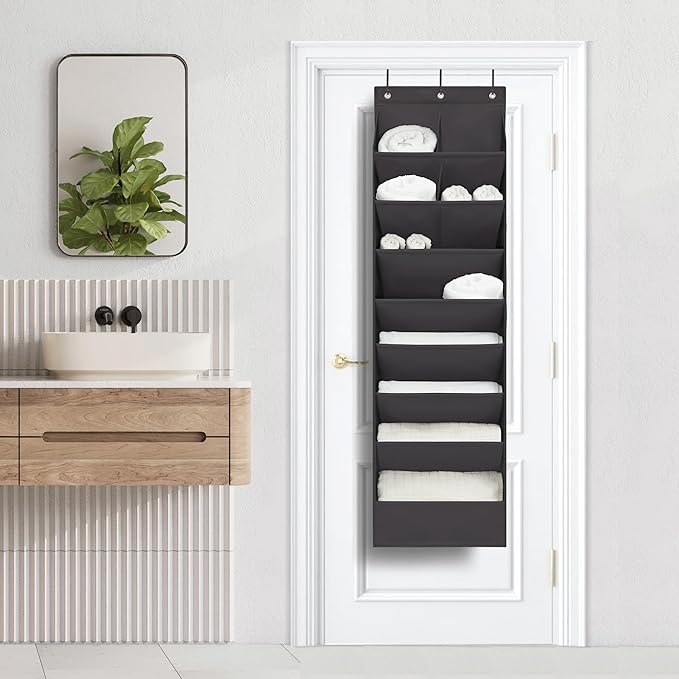 2 Pack Shoe Organizer with 6 Extra Large Pockets and 4 Large Pocket, Over the Door Sturdy Closet Storage Rack, Hanging Shoe Organizer for Shoes, Sneakers, Black