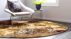 Unique Loom Barista Collection Area Rug - Arusha (4' 1" Round, Beige/ Black)