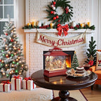 Christmas Snow Globe Lantern Water Glittering Lantern with 8 Songs & 6H Timer Romote Control Christmas Snow Globes USB & Battery Operated for Christmas Festival Decorations Gifts (Santa and Reindeer)