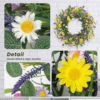 LLZLL Spring Decorations for Home 22" Spring Wreath Artificial Summer Wreaths with Eucalyptus Leaf Lavender and Daisy for Easter Indoor Outdoor Home Festival Celebrations