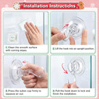 VIS'V Wreath Hanger, Large Suction Cup Wreath Hooks with Wipes, Heavy Duty, 22 LB Capacity, Removable and Reusable, Clear, 8 Pcs