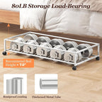 Yecaye 70L Under Bed Storage with Wheels, 3 Pack Larger Capacity Under Bed Storage Containers, Underbed Shoe Storage Organizer, Rolling Under Bed Metal Drawers for Clothes, Blankets, Beige