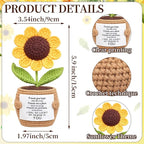Wavwavw 1 Pcs Friends Gifts for Women, Galentines Graduation Handmade Sunflower Crochet Doll with Positive Card for Female Birthday BFF Bestie Gifts (My Friends)