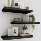 Upassion Floating Shelves for Wall Set of 3, 16" Black Wall Shelves for Home Decor, Frame Display Floating Shelf for Living Room, Bedroom, Bathroom, Kitchen