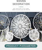 Set of 5 Boho, Hanging Large Boho Dream Catcher Macrame Wall Hanging Moon Dream Catcher Set Dream Catchers Wall Decor for Vintage Wedding Home Decorations (E)