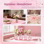 Der Rose Glass Bud Vases Set of 32 Small Pink Flower Vases for Rustic Wedding Centerpieces Table Decorations and Home Office Decor(Pink)