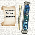 Tamara Baskin Art Glass Mediterranean Sea Mezuzah, Weatherproof Metal Case - Gift Box and Scroll Included - Handmade in the USA - Guaranteed for Life