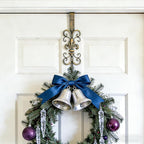 Jemeni 2 Pack 16" Wreath Hanger for Front Door, Metal Over The Door Wreath Hanger, Fleur Dis Lis Wreath Door Hanger, Door Hanger for Wreath with Scroll Design, Antique Gold