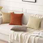 MIULEE Pack of 2 Corduroy Decorative Euro Sham Throw Pillow Covers 22x22 Inch Soft Boho Striped Pillow Covers Modern Farmhouse Home Decor for Sofa Living Room Couch Bed Khaki